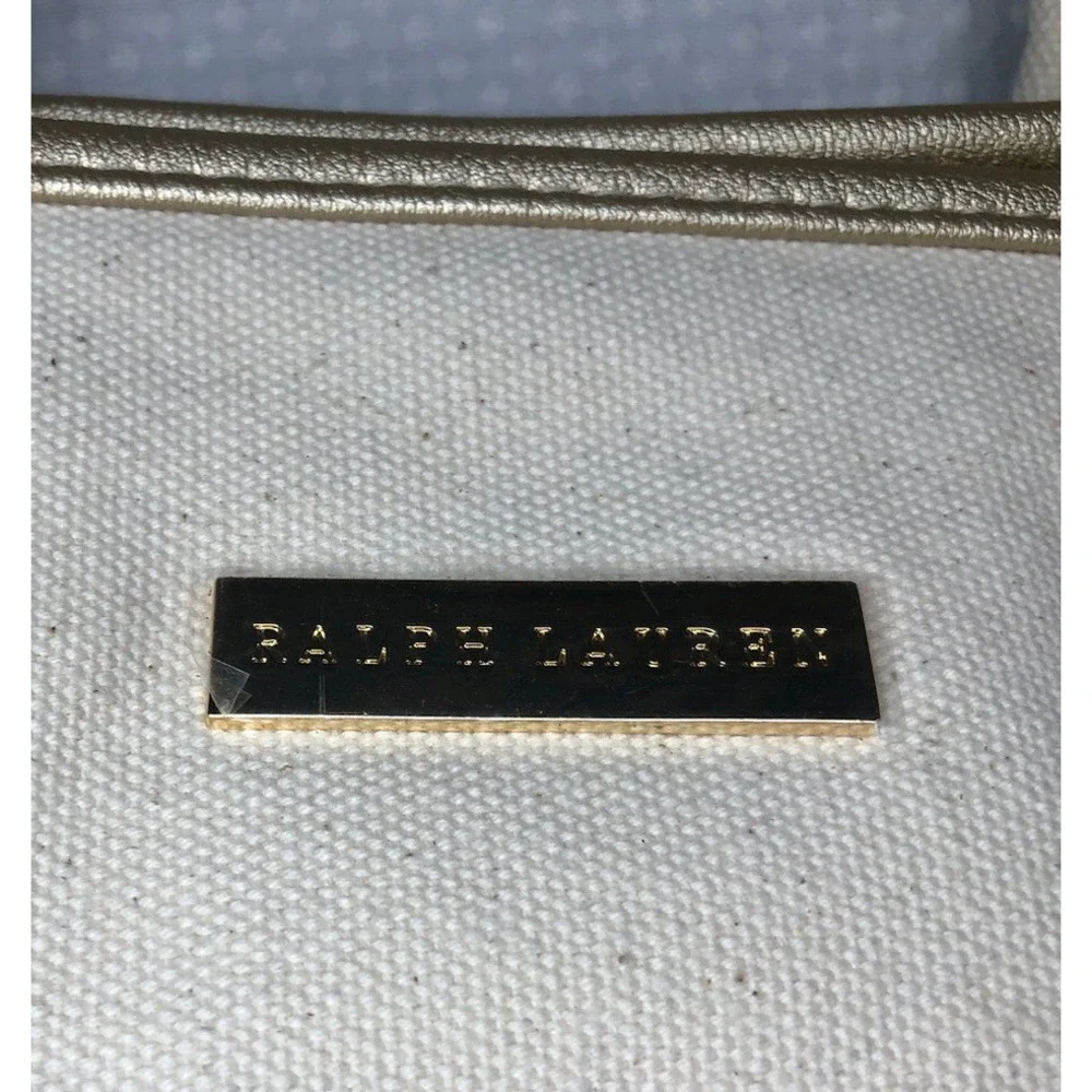 Ralph Lauren - Canvas -Tote - Overnight Bag - Purse - Metallic Gold Trim - Lined